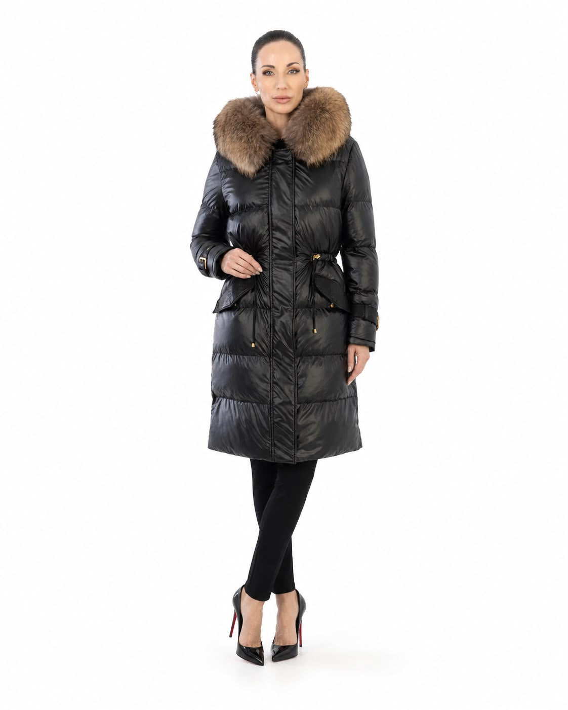 ALBA PARKA PUFFER COAT   with  Detachable natural fur collar