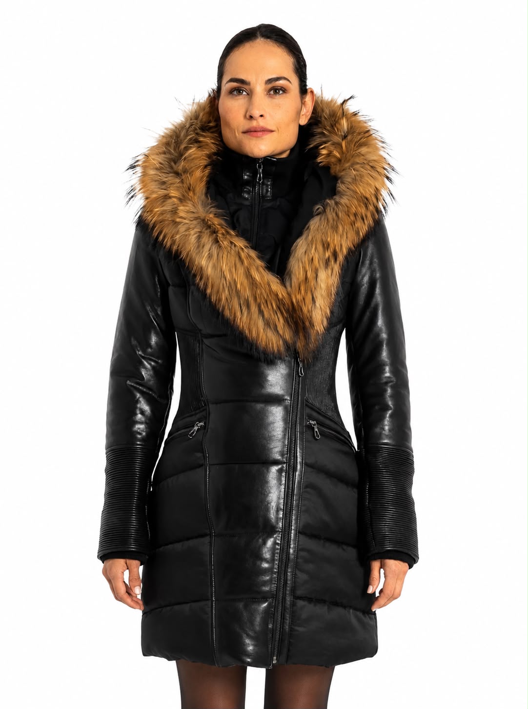 Kylie Leather Sleeves Parka