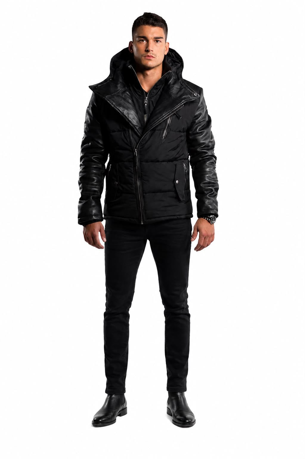 Adamo Leather Sleeves Parka-thumbmail-3