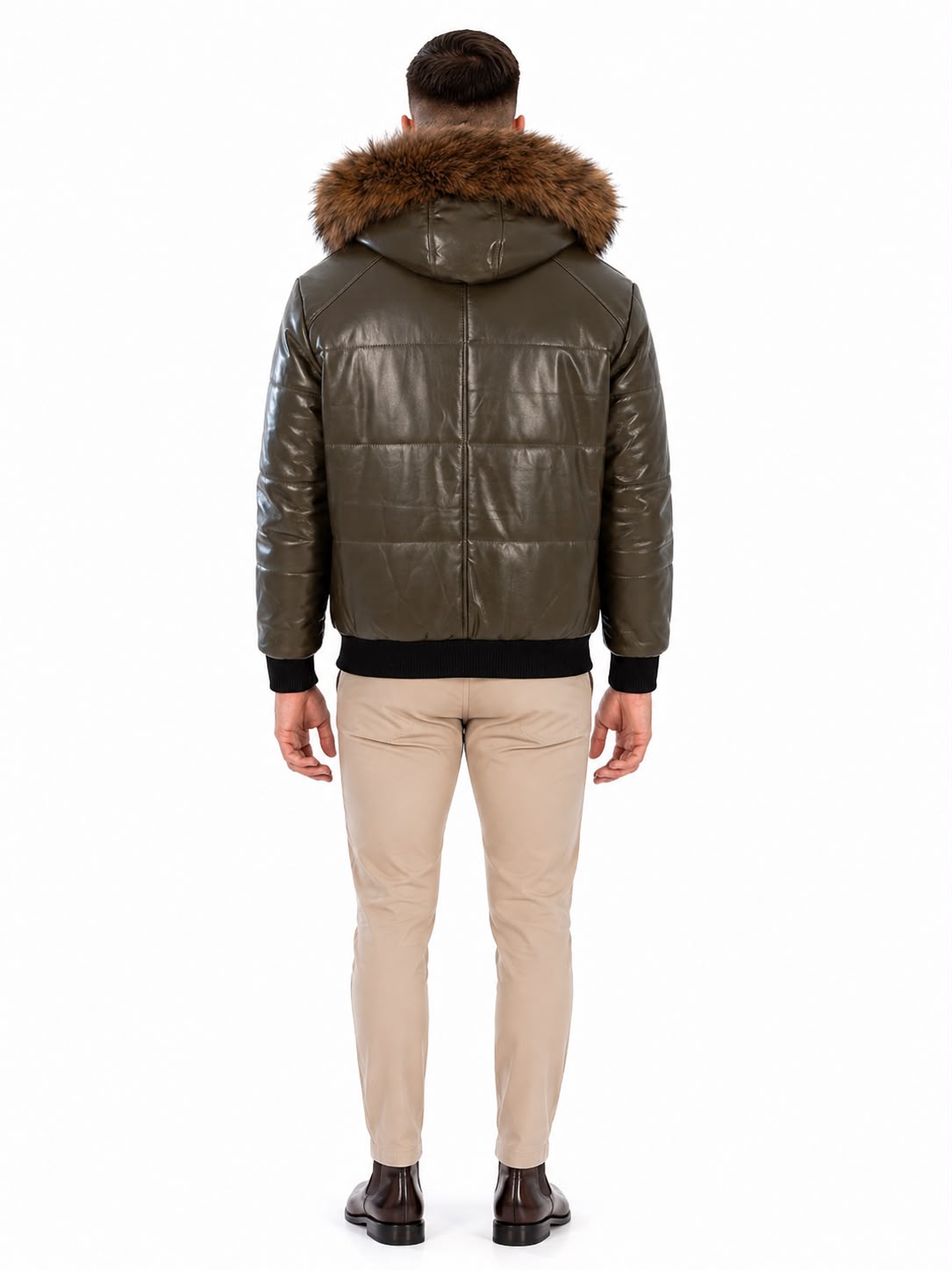 Arctic Men’s Winter Leather Coat With Natural Fur