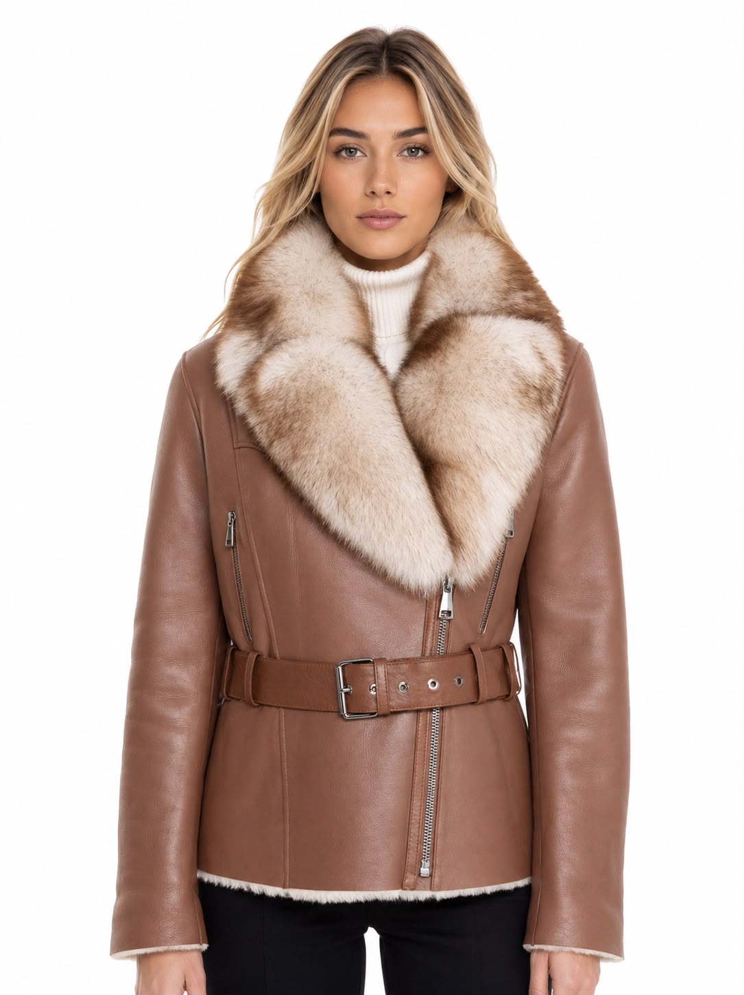 Melissa Shearling Jacket with Fox Fur Collar