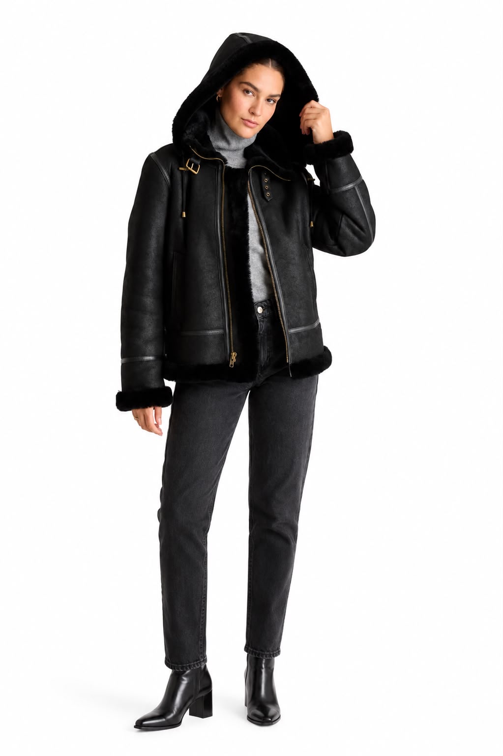 Nicole  Shearling Aviator Jacket-thumbmail-3