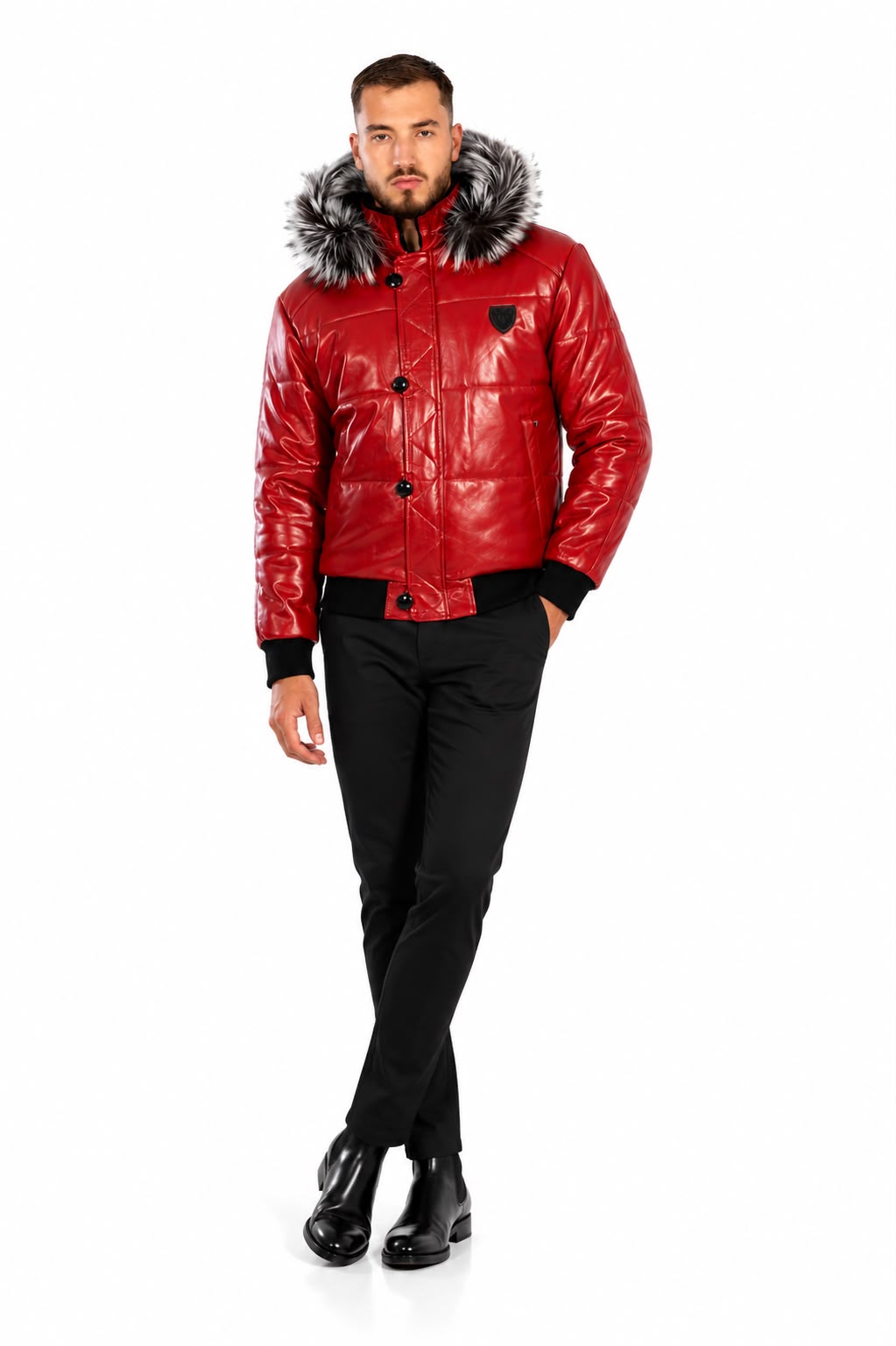 Arctic Men’s Winter Leather Coat With Silver Fox Fur-thumbmail-5