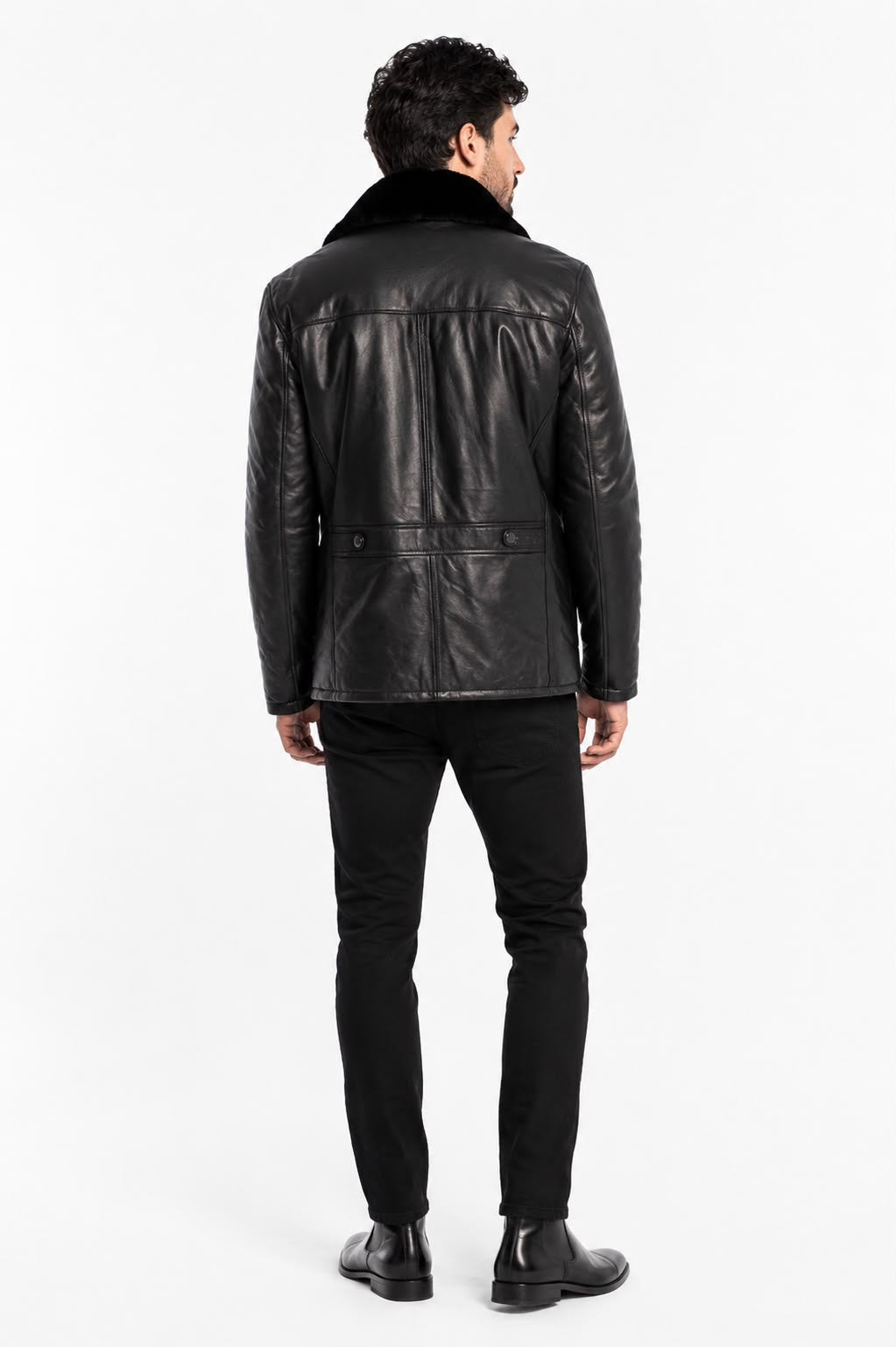 Carter Leather Coat with Removable Shearling Collar-thumbmail-5