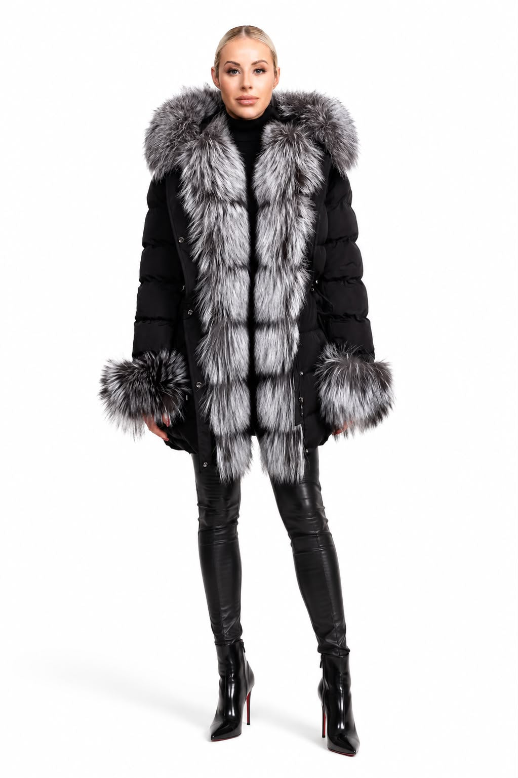 Lexi Puffer Jacket With Removable Silver Fox Fur-thumbmail-3
