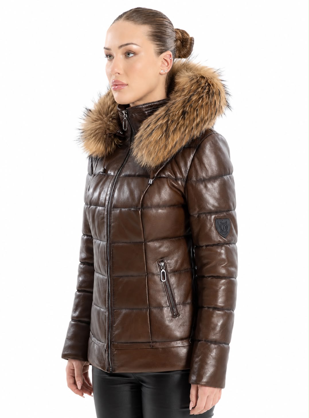 Lyanna Puffer  Leather Jacket-thumbmail-4