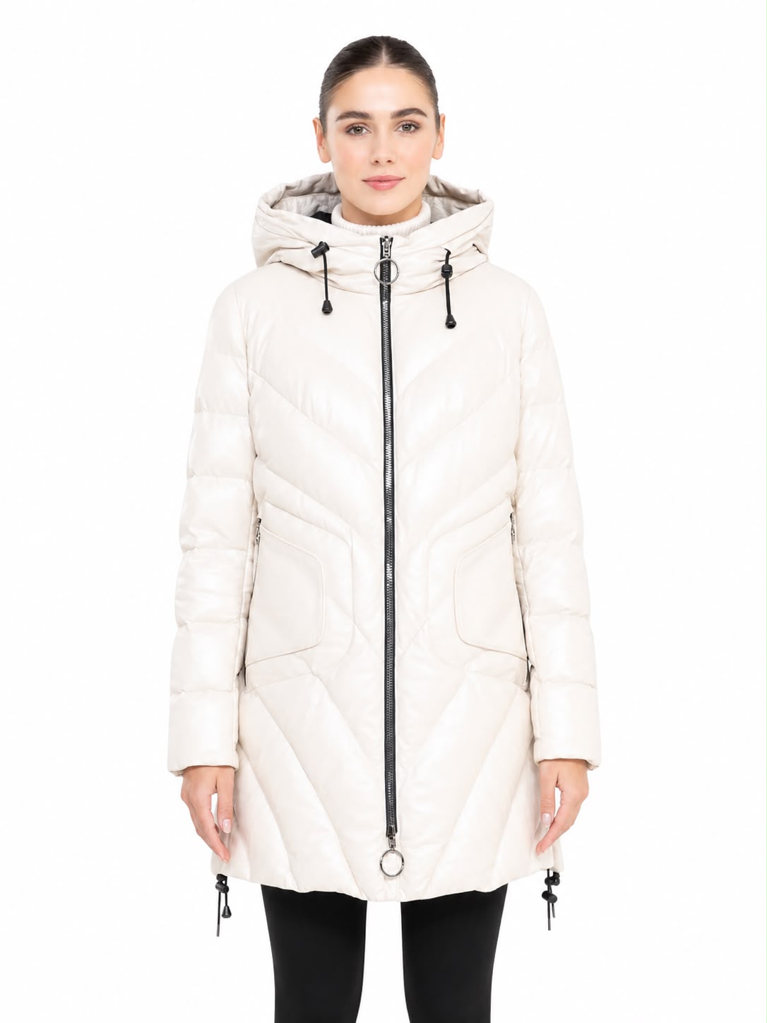 TINA  LEATHER FITTED DOWN PUFFER IN LAMBSKIN