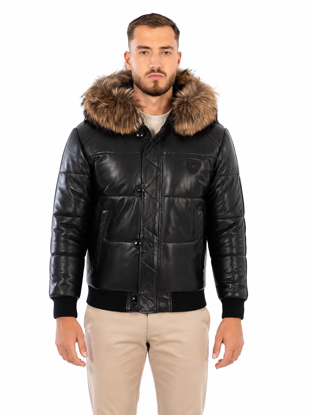 Arctic Men’s Winter Leather Coat With Natural Fur-thumbmail-4
