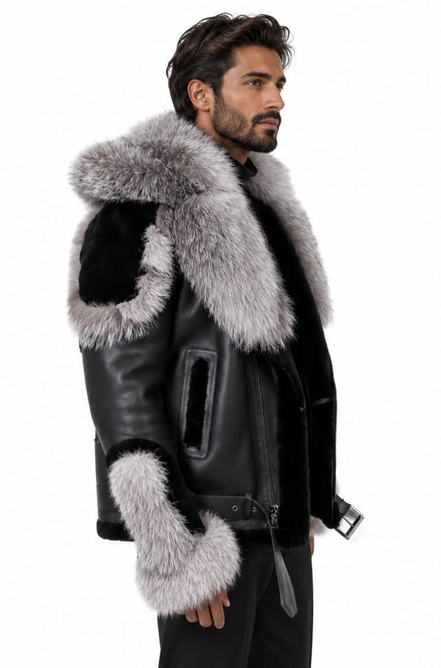 Clyde Shearling – Silver Fox Fur Coat-thumbmail-1