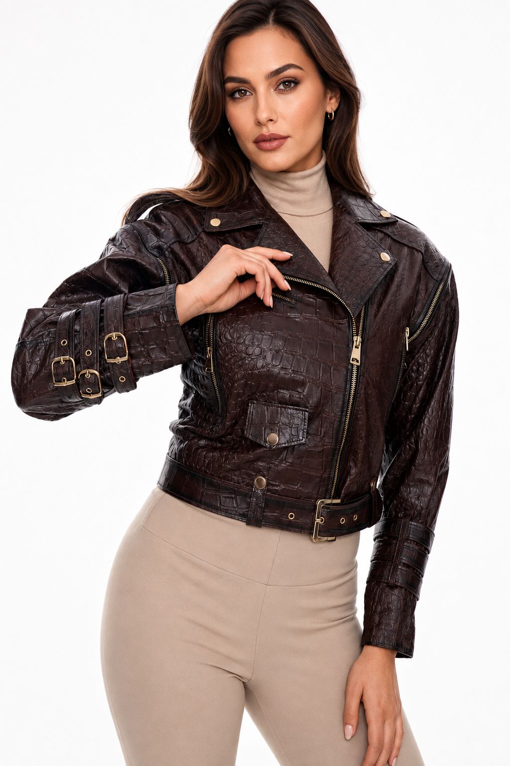 Sandra Limited Edition Croco-Print Leather Jacket
