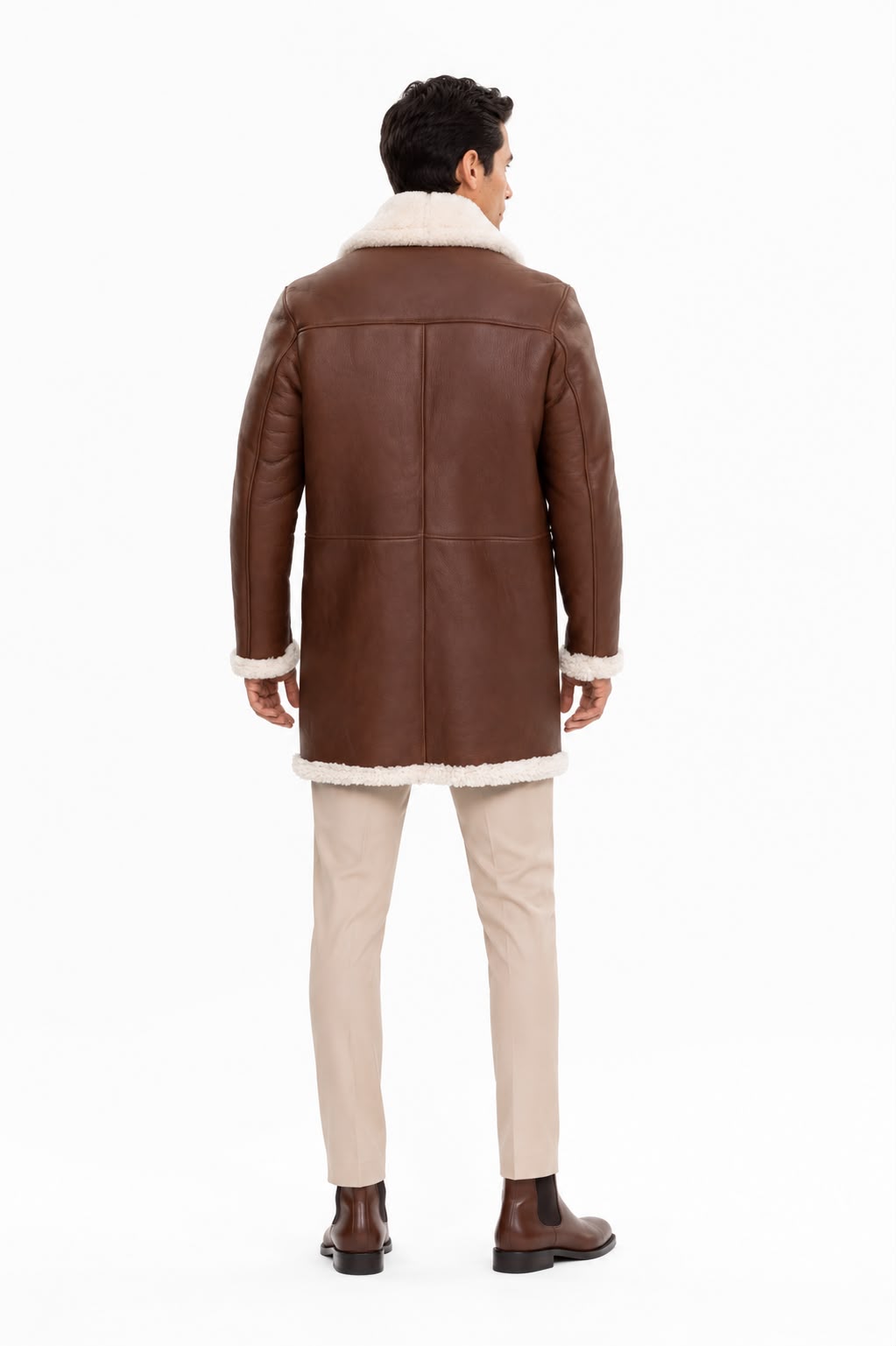 Nick Mens Genuine  Shearling Trench Coat-thumbmail-3