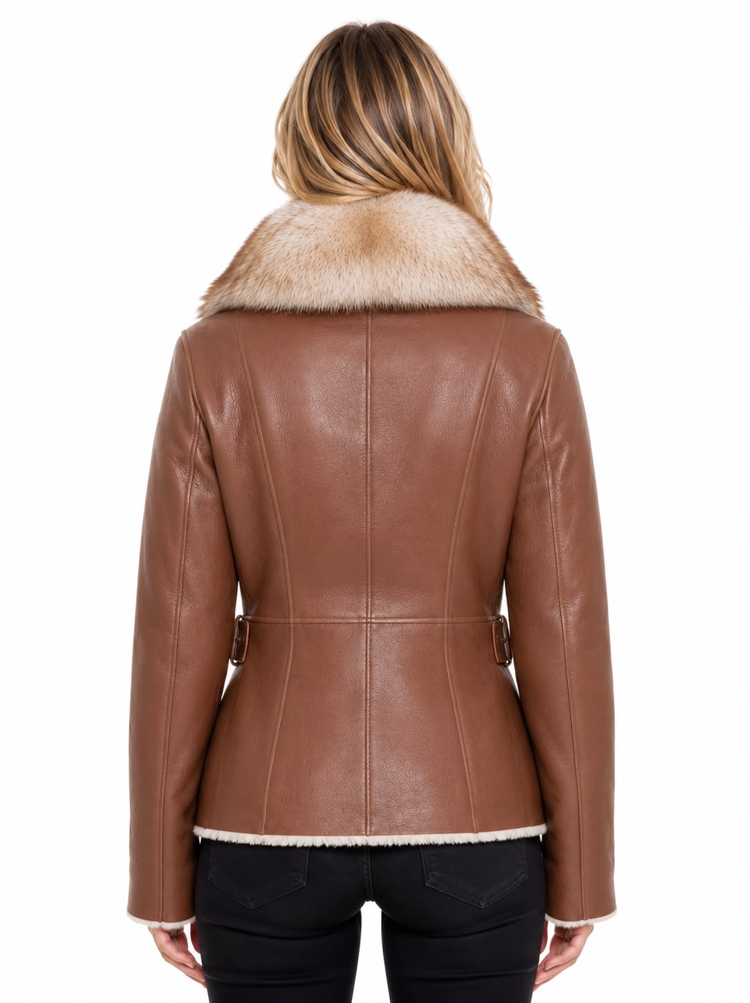 Melissa Shearling Jacket with Fox Fur Collar-thumbmail-3