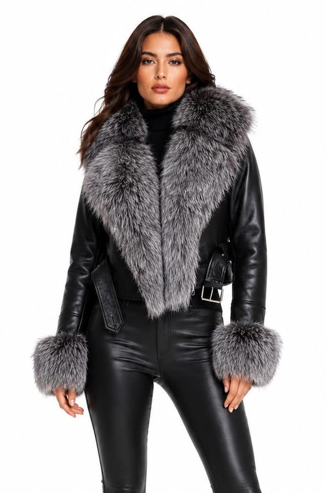 Bianca Shearling Jacket with Silver Fox