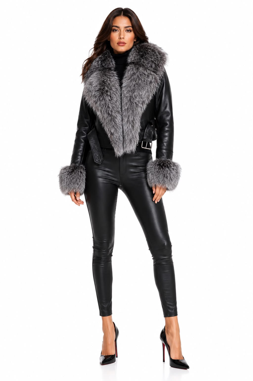 Bianca Shearling Jacket with Silver Fox-thumbmail-5