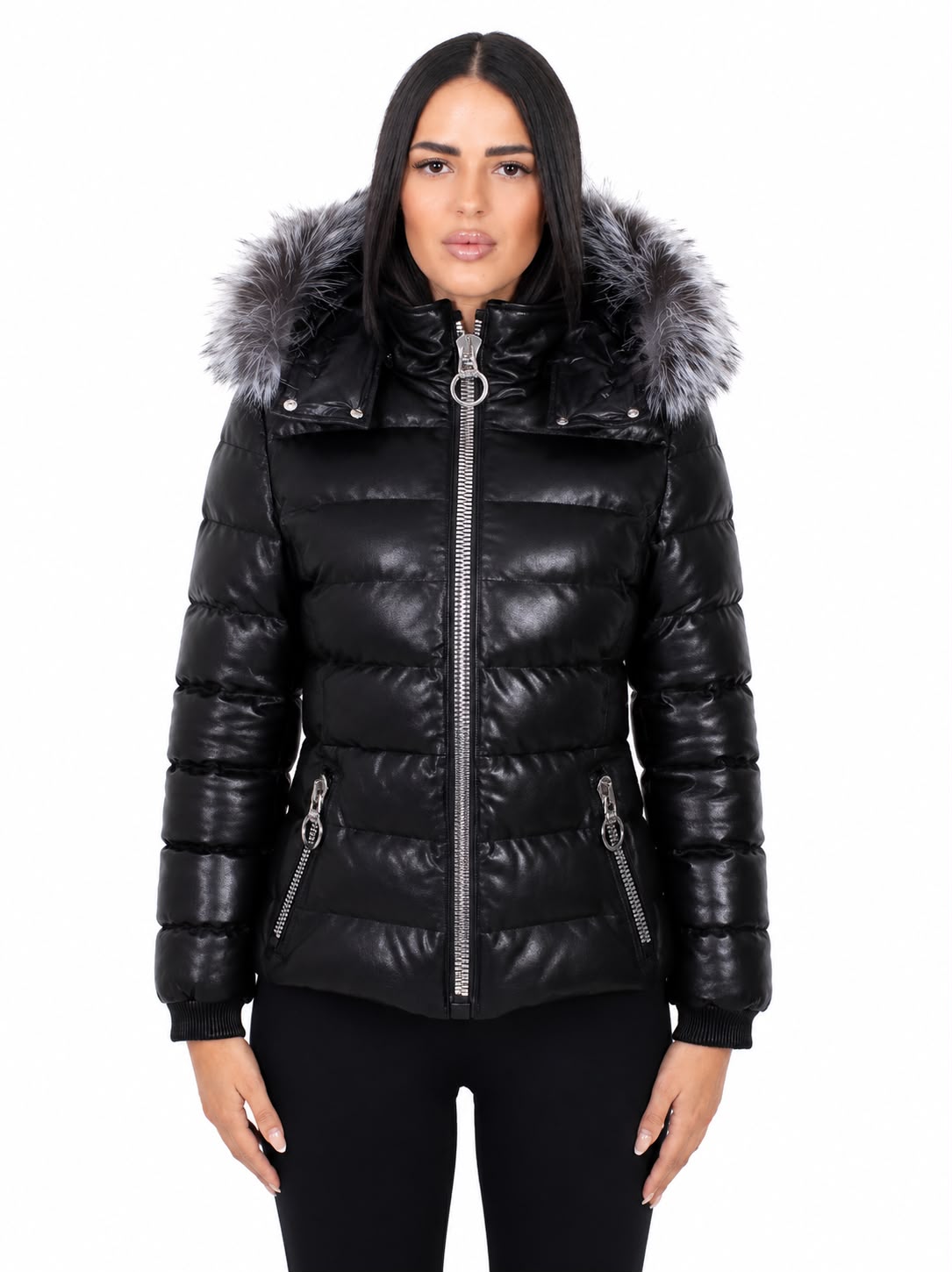 Leslie Leather Parka – Silver Fox-thumbmail-3