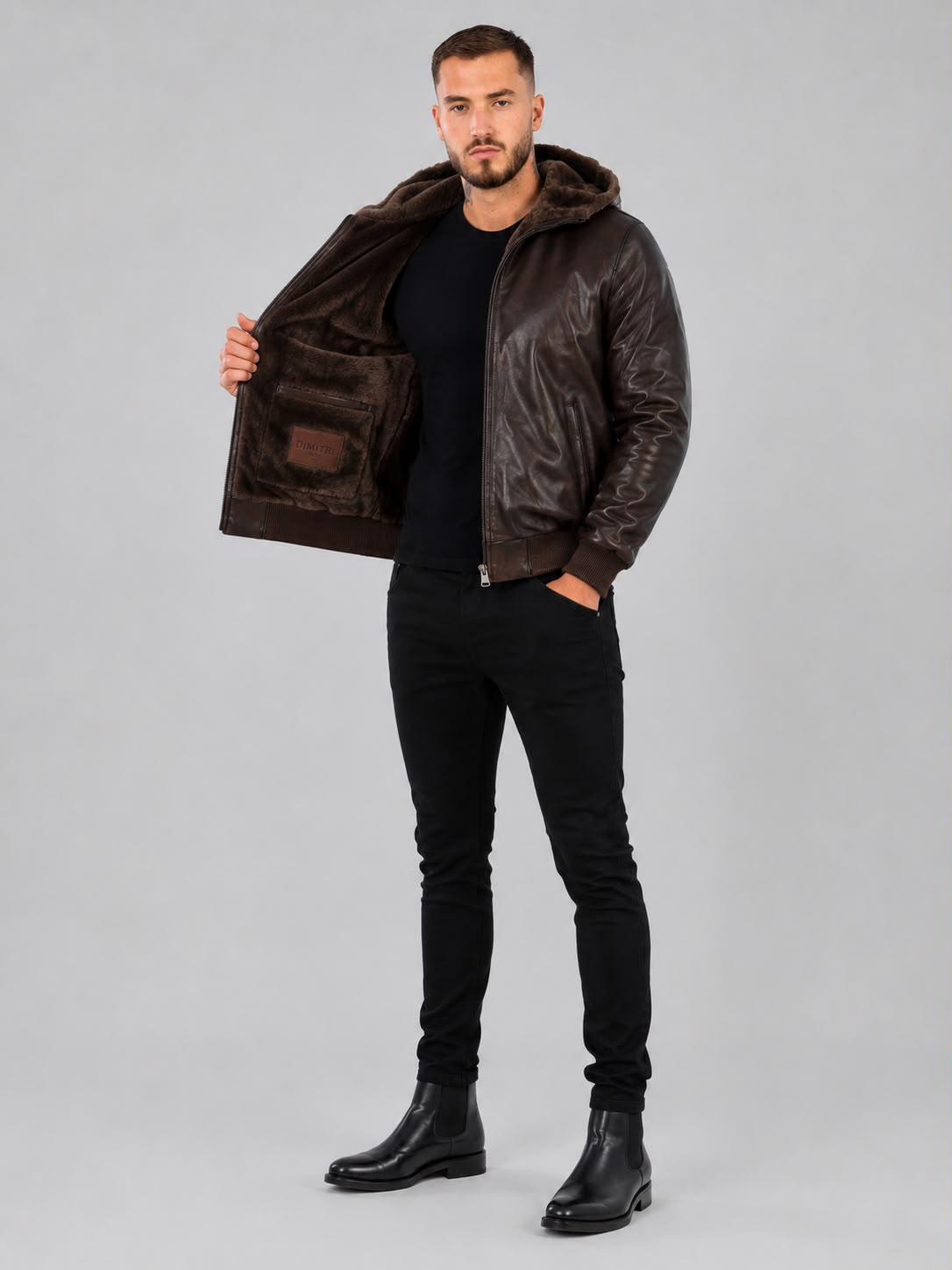 DANTE  Genuine Shearling Bomber Leather Jacket