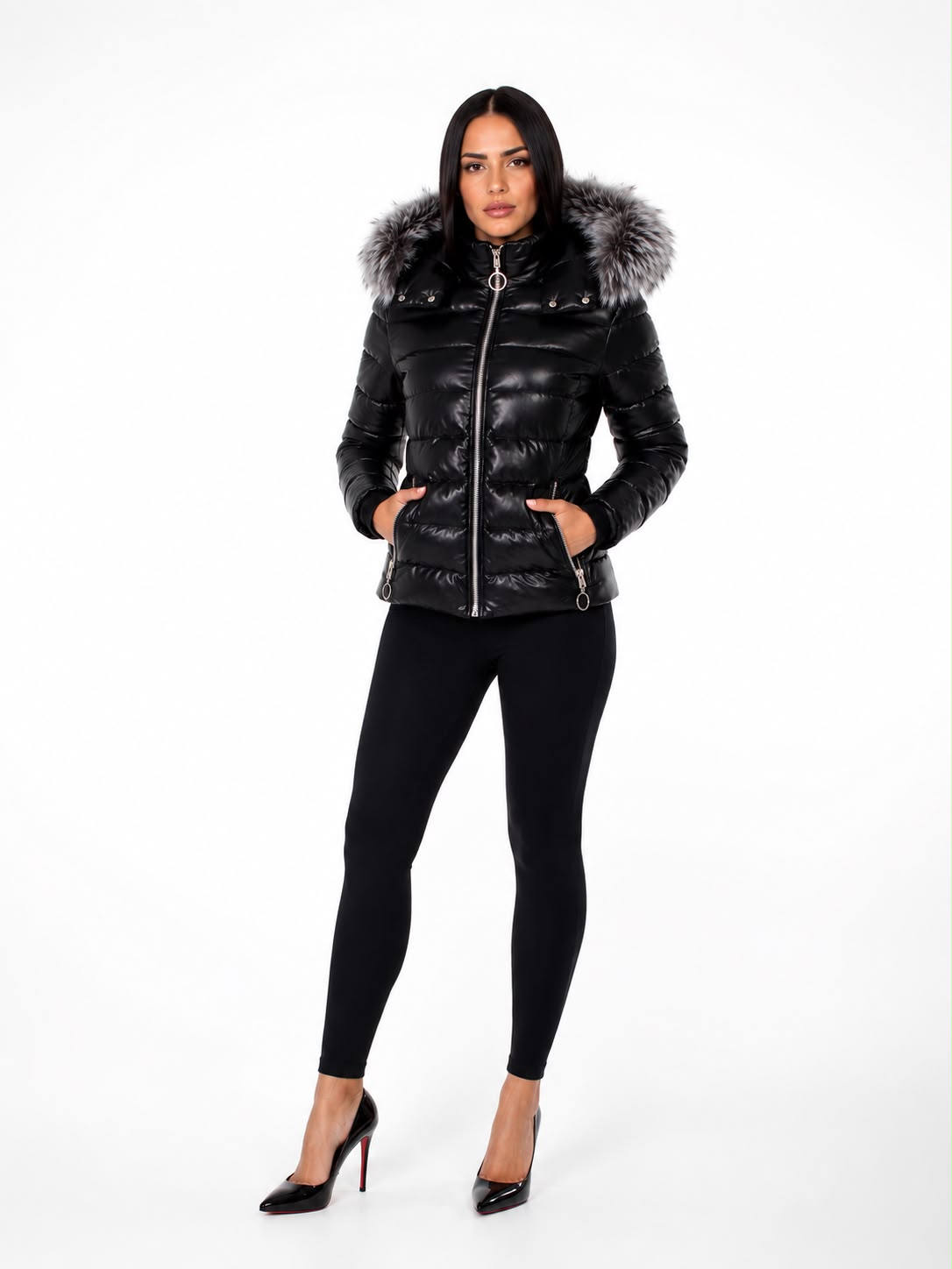 Leslie Leather Parka – Silver Fox-thumbmail-1