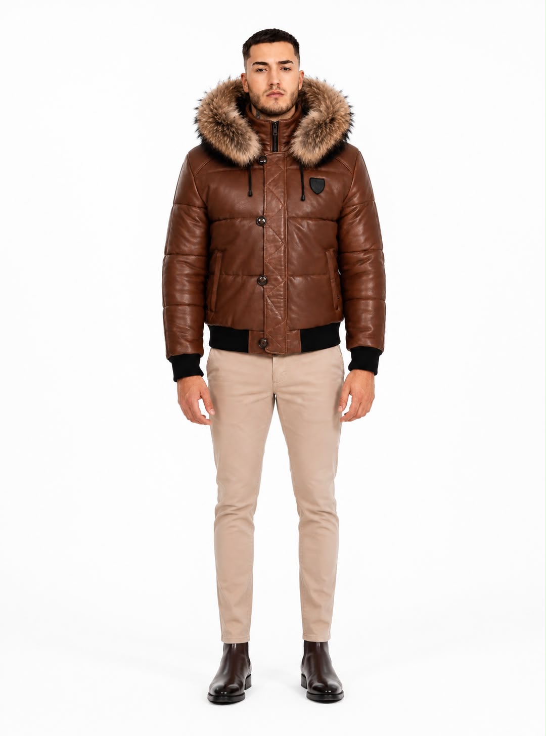 Arctic Winter Leather Coat With Natural Fur-thumbmail-4