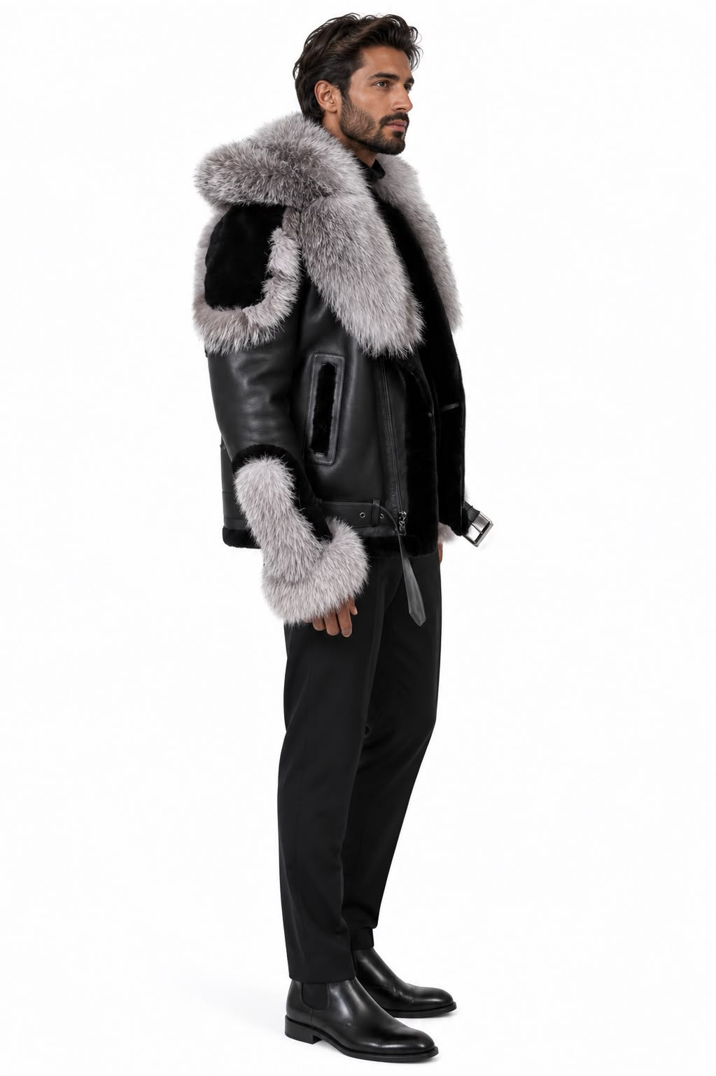 Clyde Shearling – Silver Fox Fur Coat-thumbmail-3