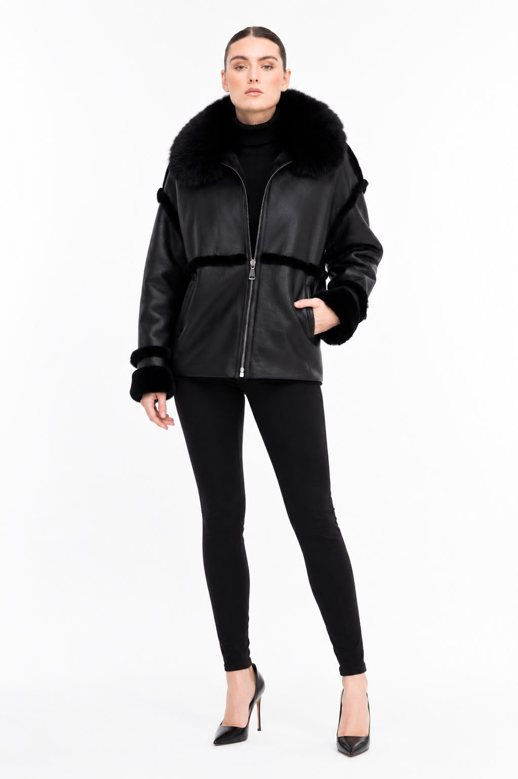 Eliana Black Shearling Jacket-thumbmail-4