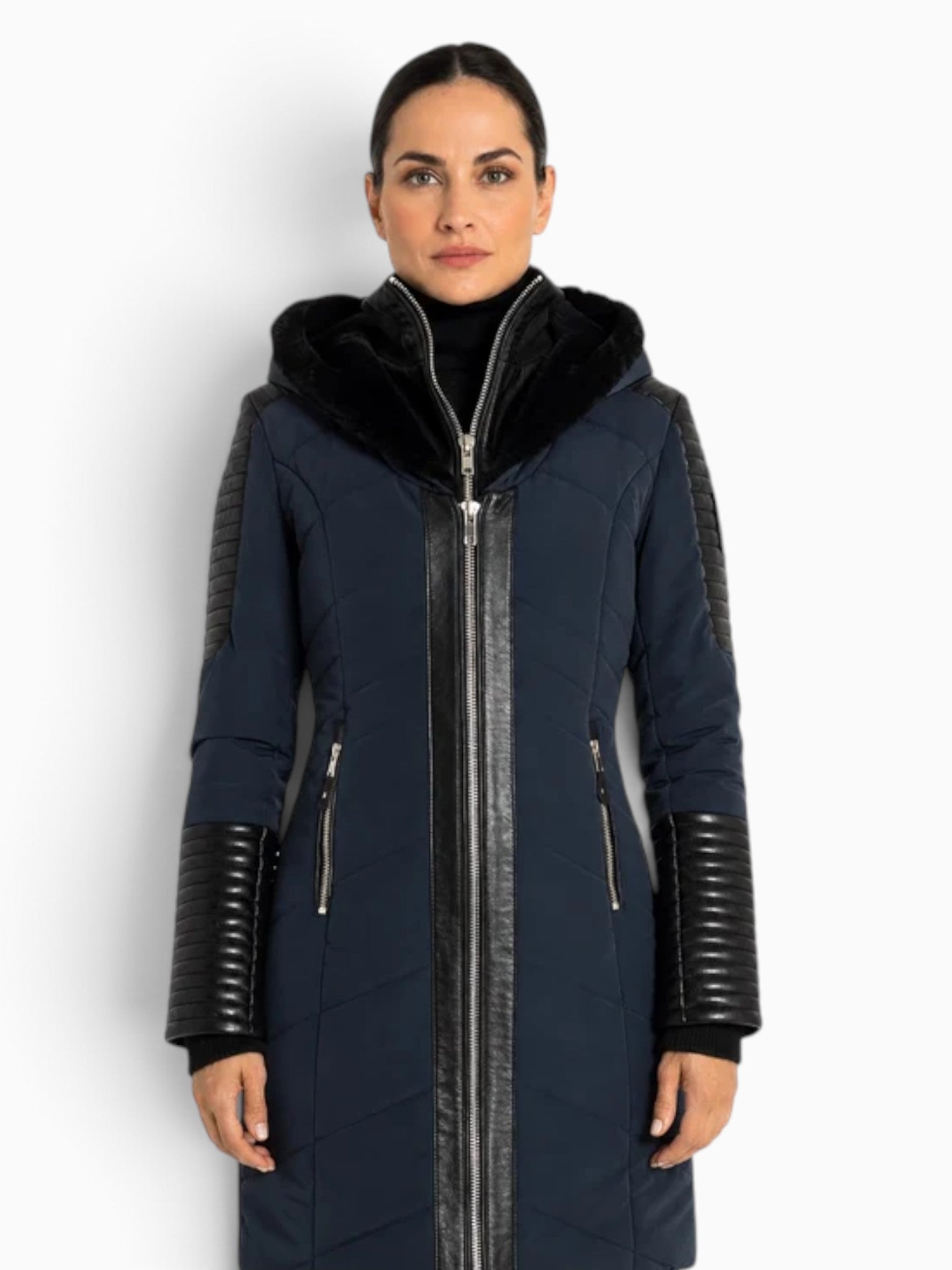 Hailey Leather Trim Parka with Fur-Lined Hood-thumbmail-3