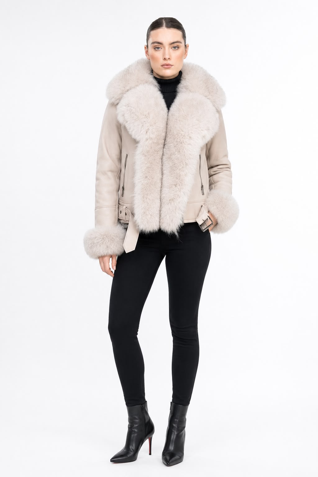 Bella  Shearling Jacket with Fox Fur-thumbmail-6