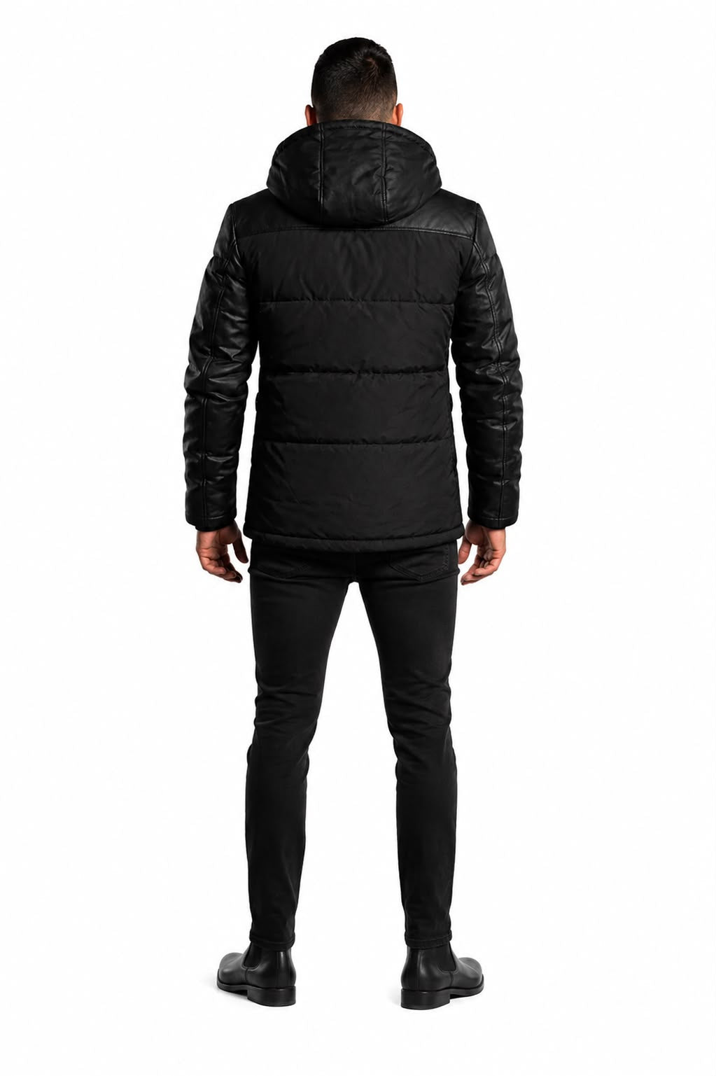 Adamo Leather Sleeves Parka