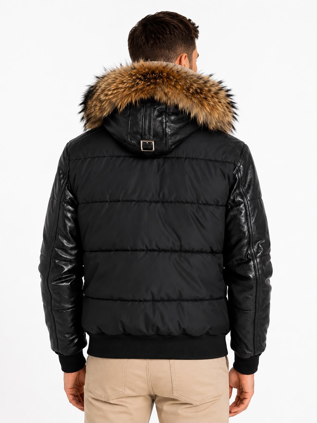Lorenzo Down Bomber With Leather Sleeves-thumbmail-2
