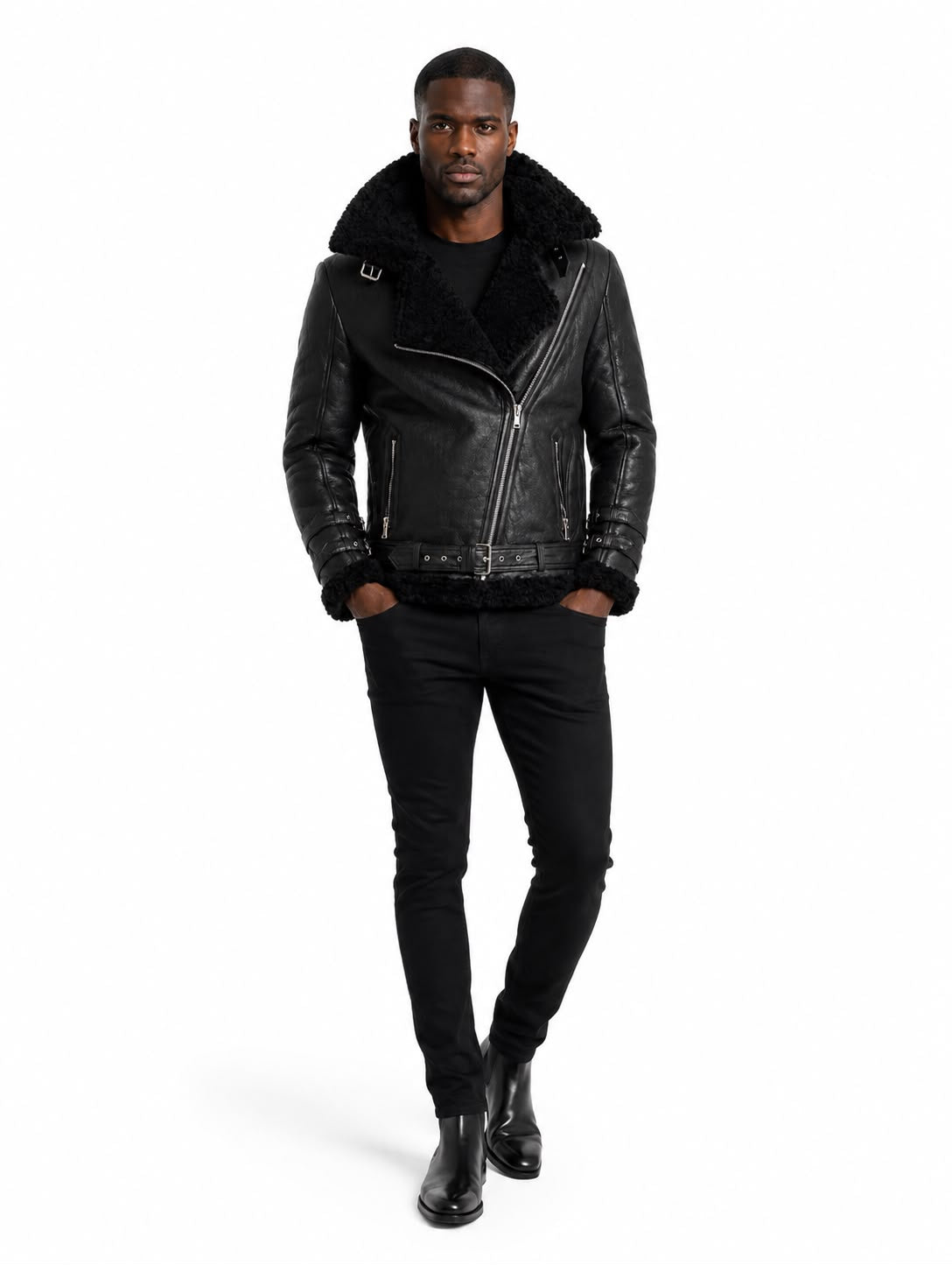 Jhonas  Men's Genuine Shearling Jacket-thumbmail-4