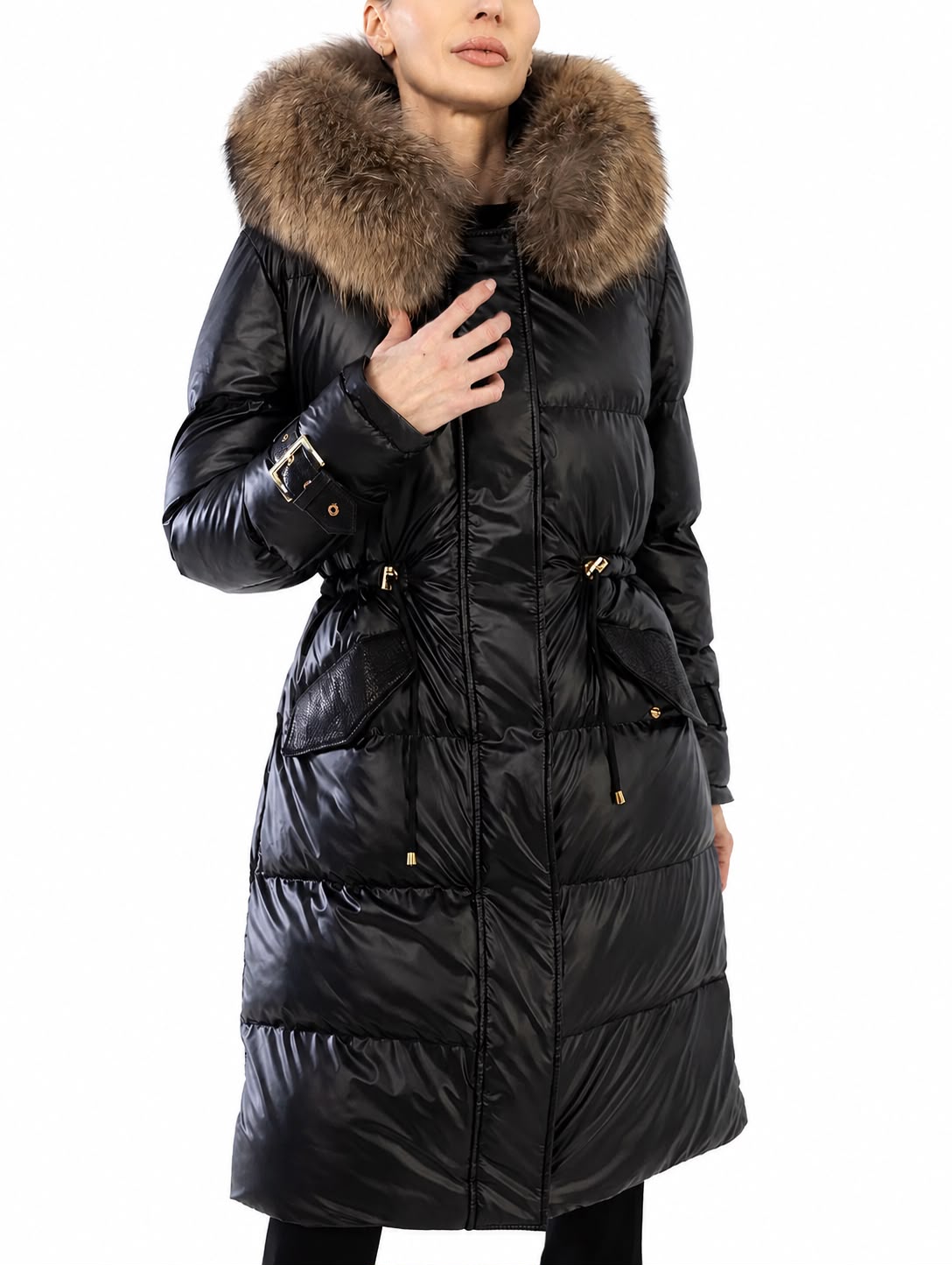 ALBA PARKA PUFFER COAT   with  Detachable natural fur collar