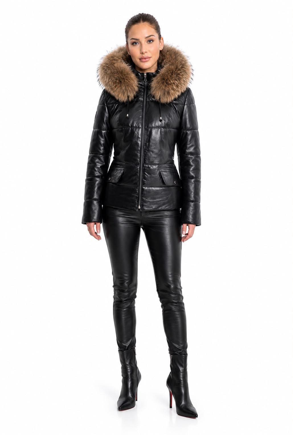 Chloé Leather Jacket with removable Natural Fur-thumbmail-1