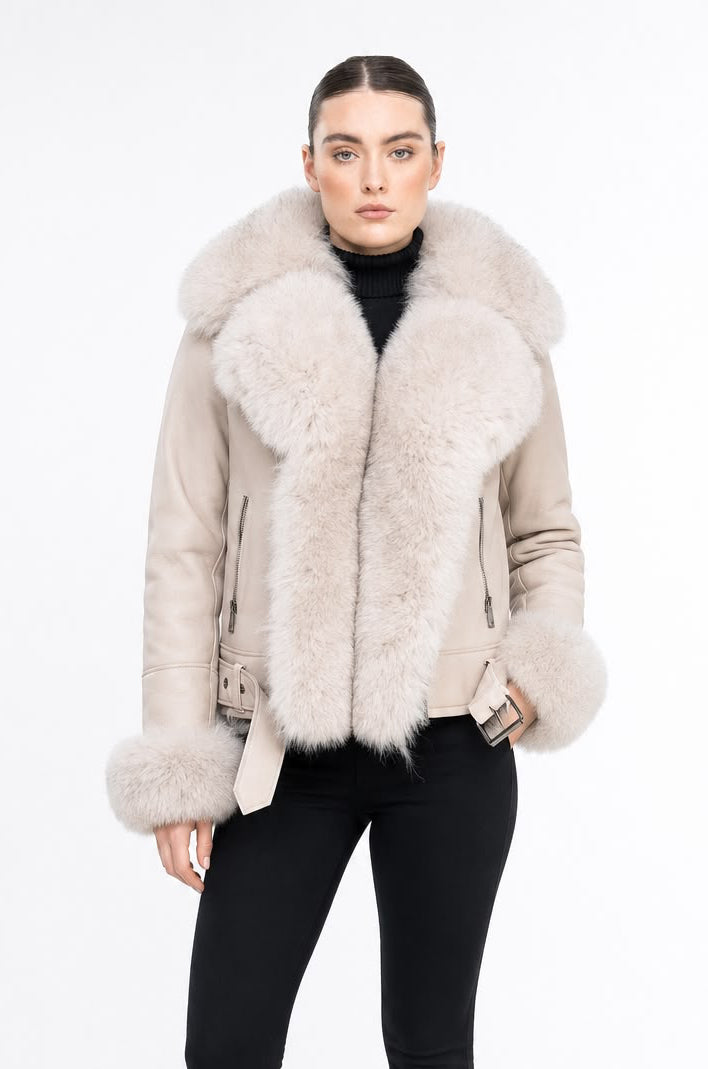 Bella  Shearling Jacket with Fox Fur