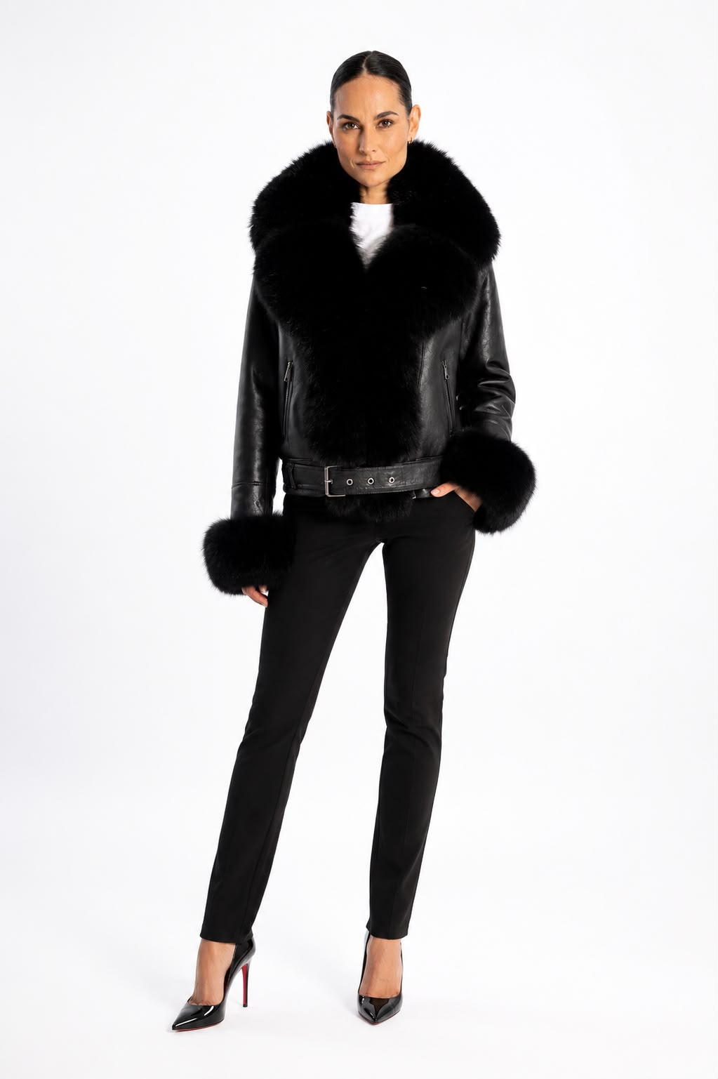 Monica shearling &  black Fox fur