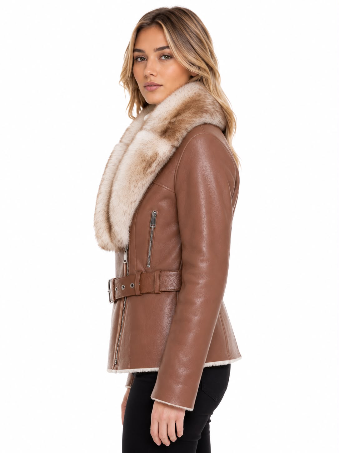 Melissa Shearling Jacket with Fox Fur Collar