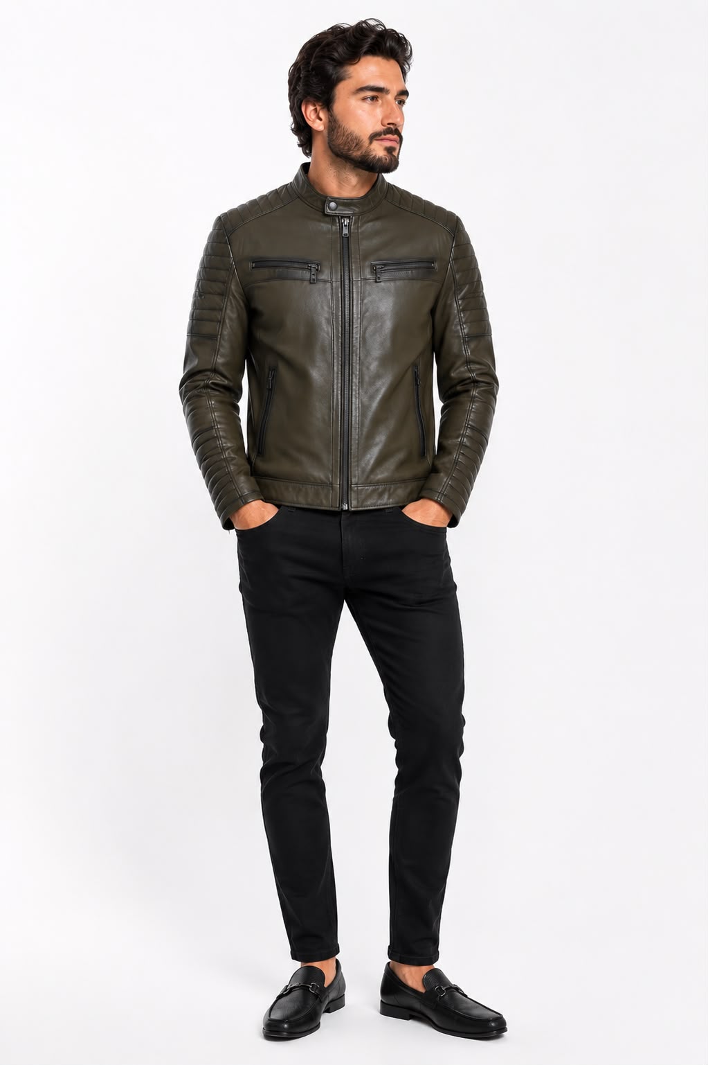 Kevin biker leather jacket
