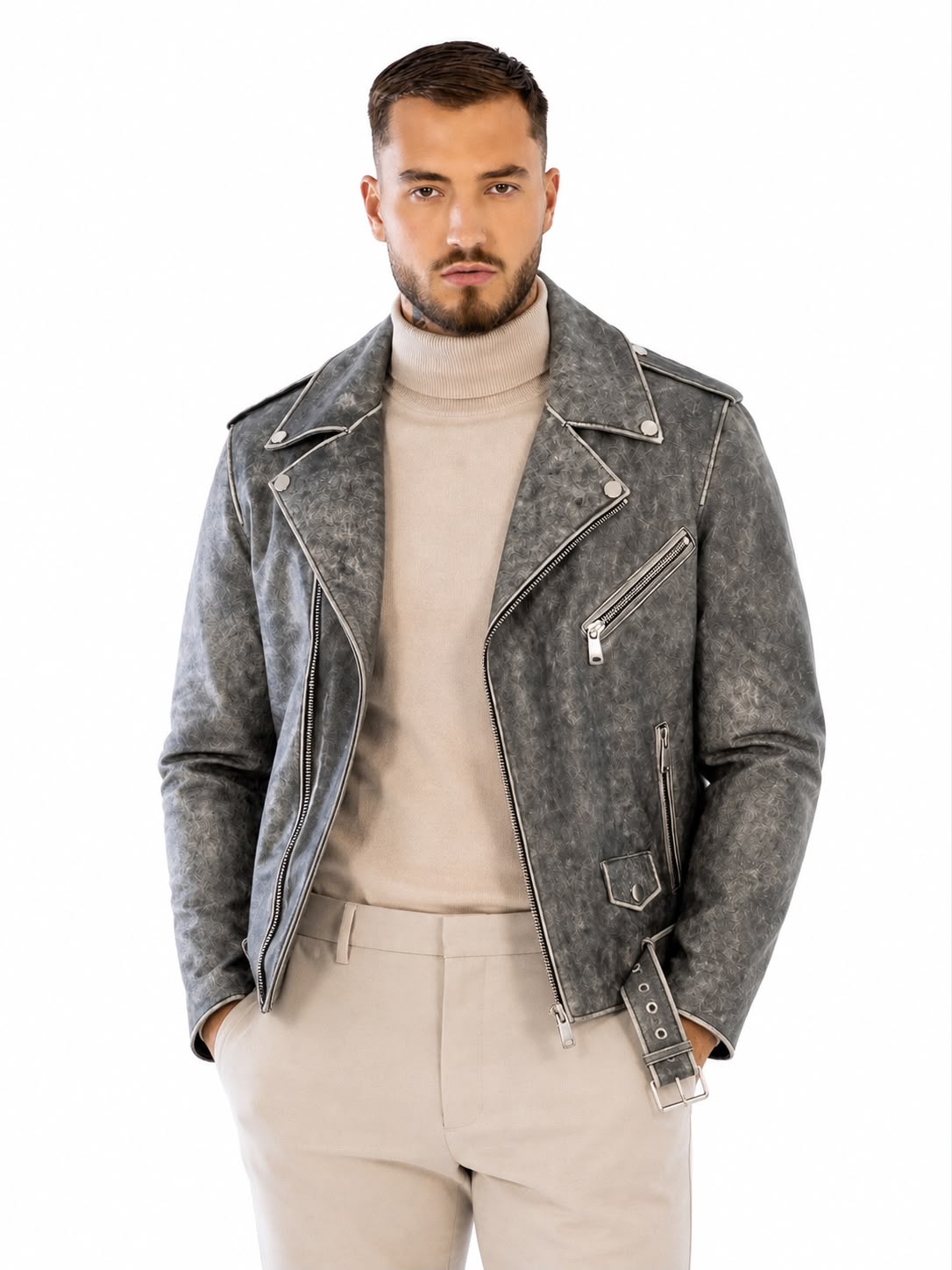Rider  biker Leather Jacket-thumbmail-3