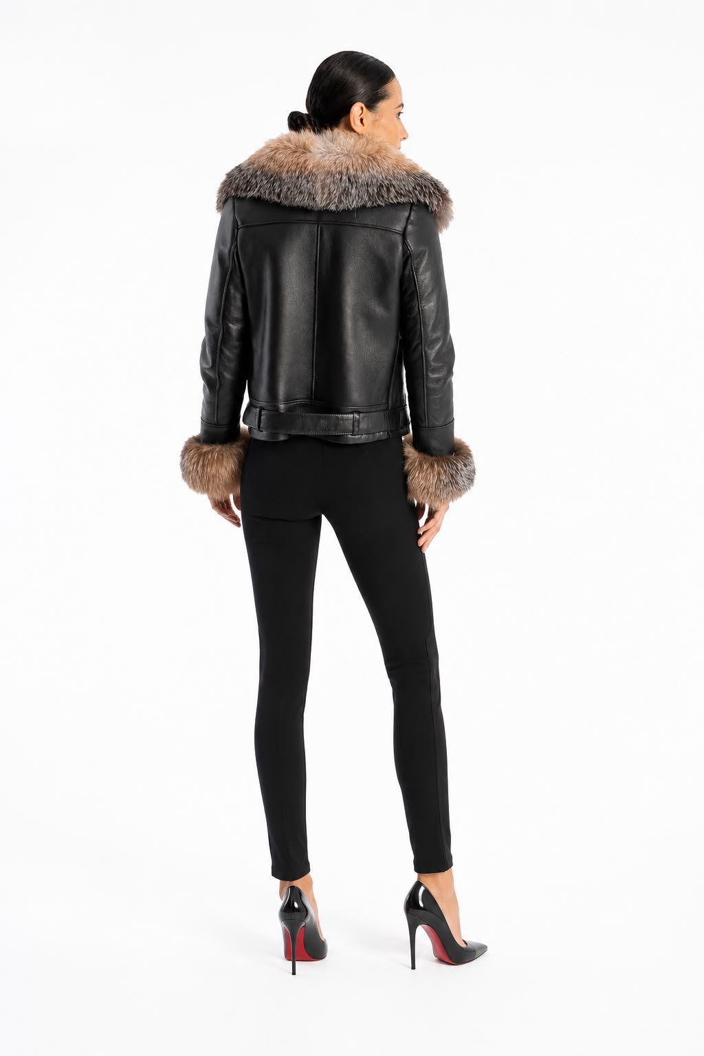 Bianca Shearling Jacket with  Fox Fur-thumbmail-3