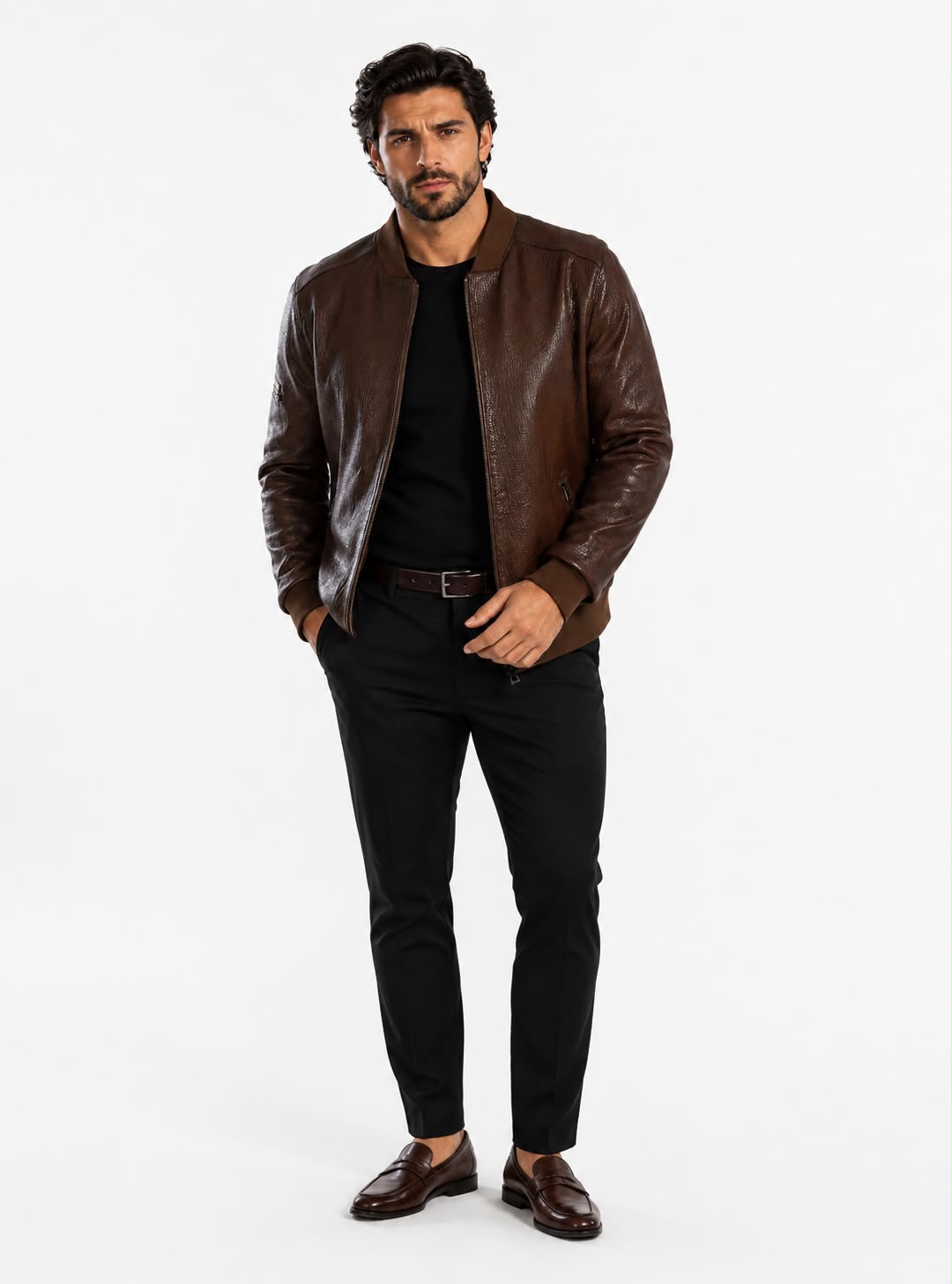 SCOTT BOMBER JACKET IN GRAINED LEATHER-thumbmail-1