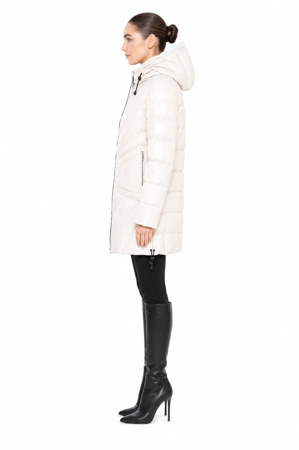 TINA  LEATHER FITTED DOWN PUFFER IN LAMBSKIN-thumbmail-4