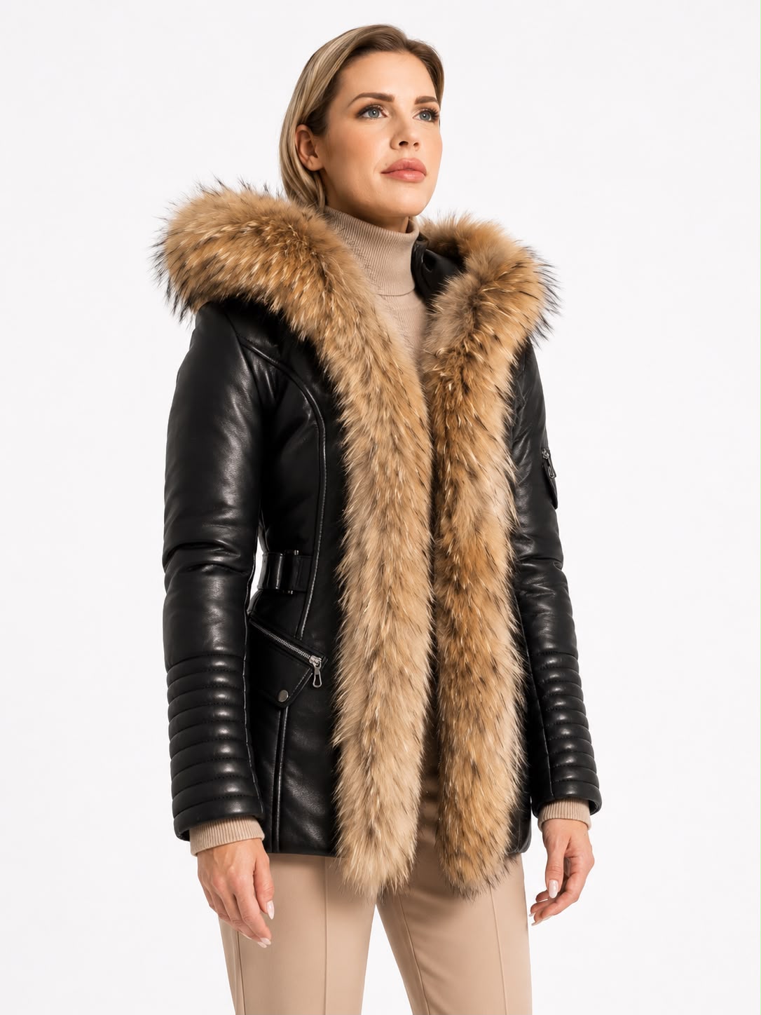Kim Leather Jacket With Natural Fur-thumbmail-3