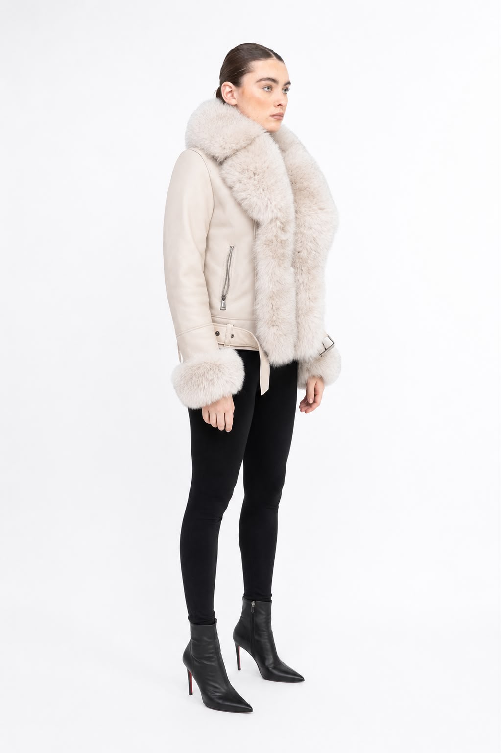 Bella  Shearling Jacket with Fox Fur-thumbmail-3