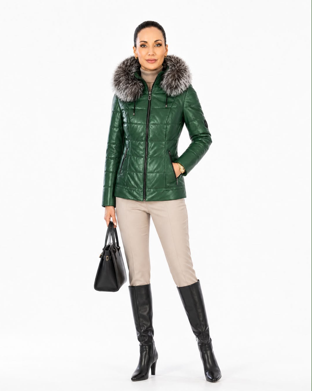 LYANNA Leather Puffer Jacket