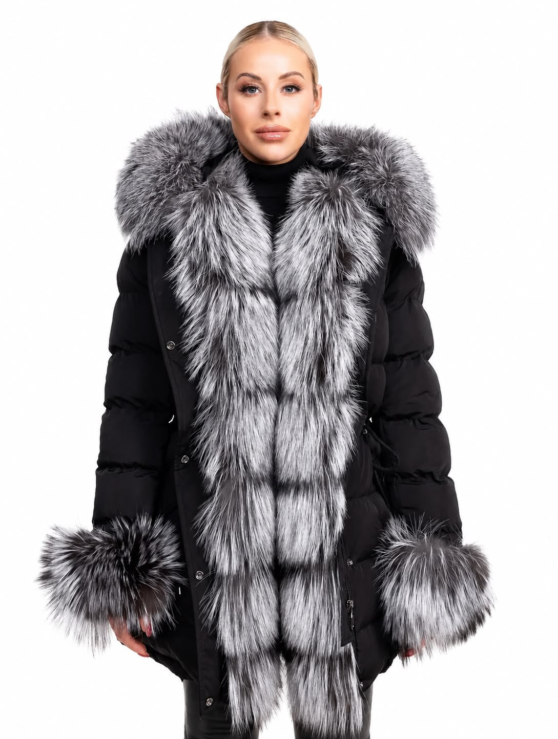 Lexi Puffer Jacket With Removable Silver Fox Fur