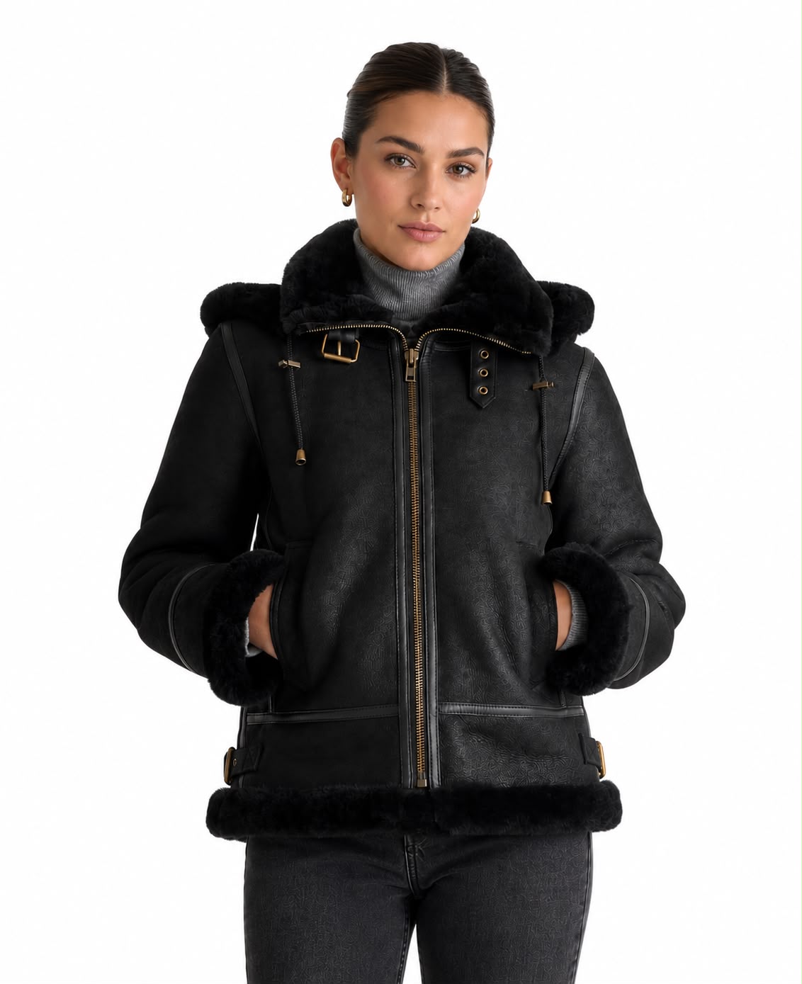 Nicole  Shearling Aviator Jacket