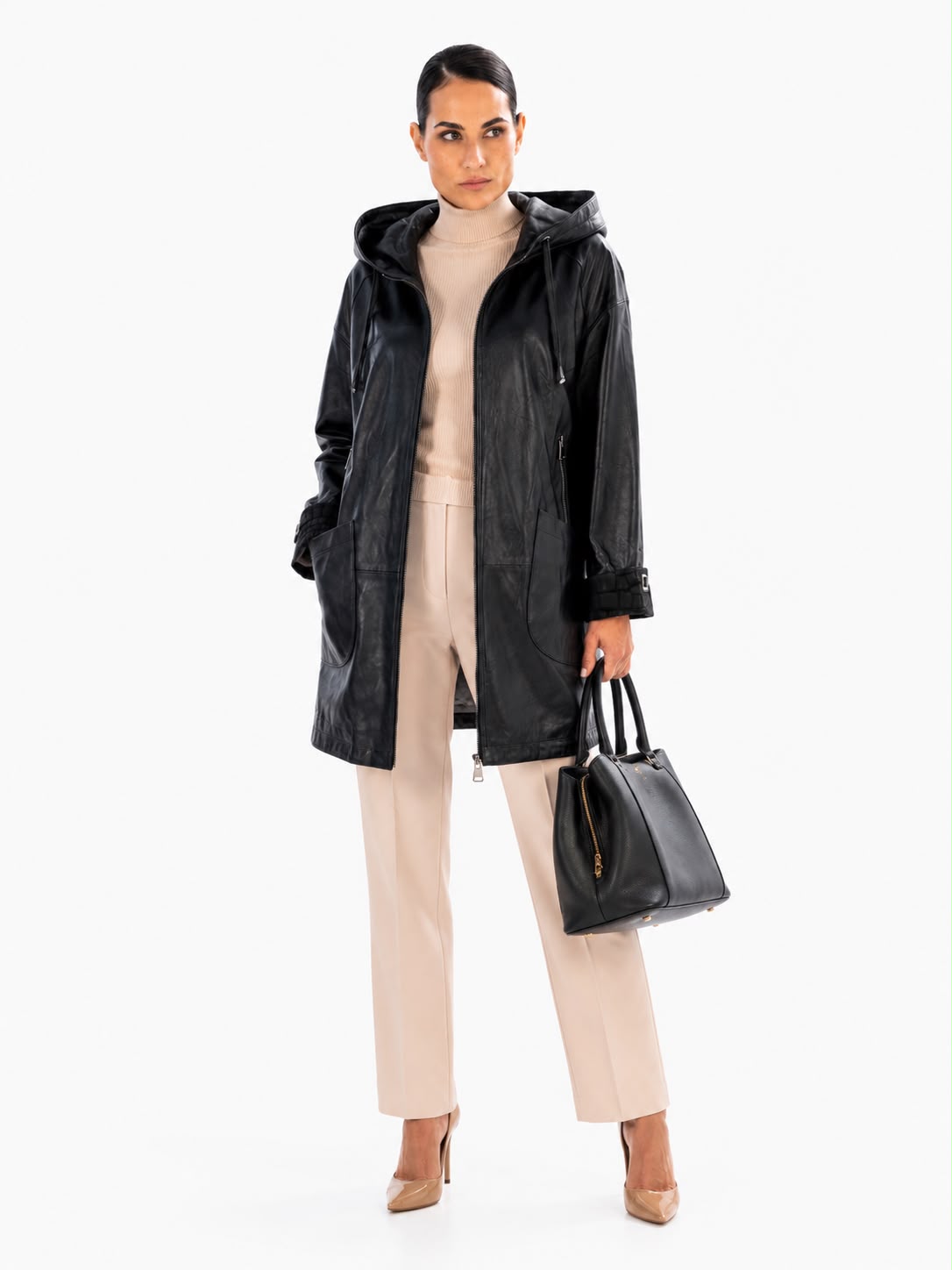 KAYLA Leather trench coat