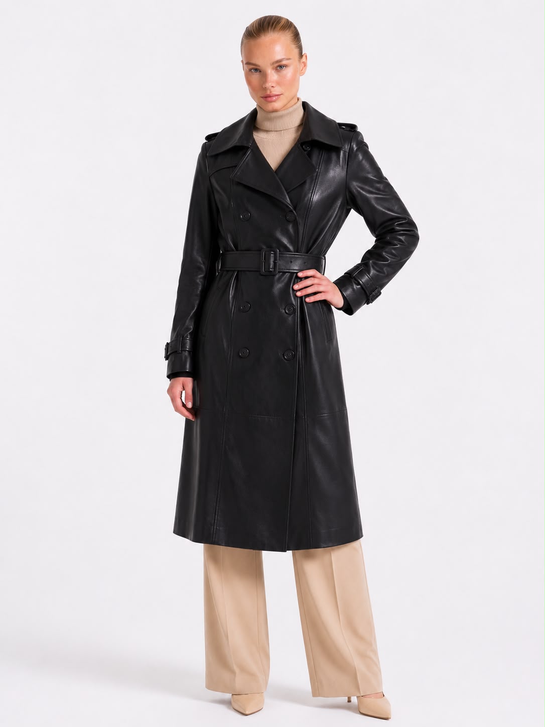 Adèle Leather Trench Coat-thumbmail-4