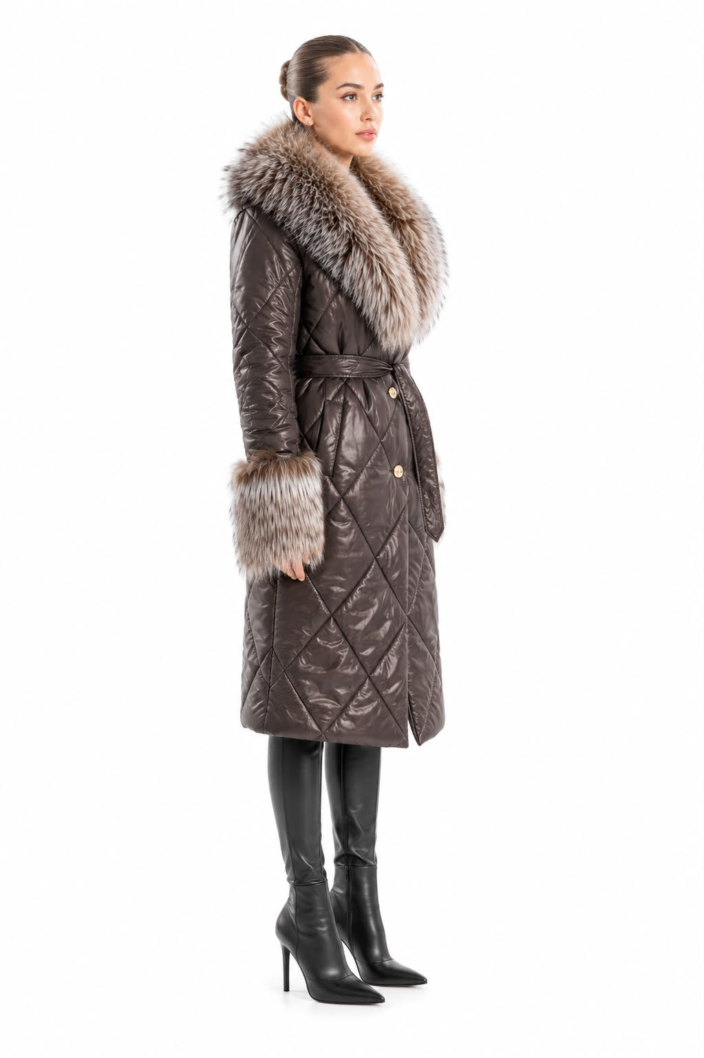 Aura Women's Winter Coat with Natural Fur-thumbmail-3