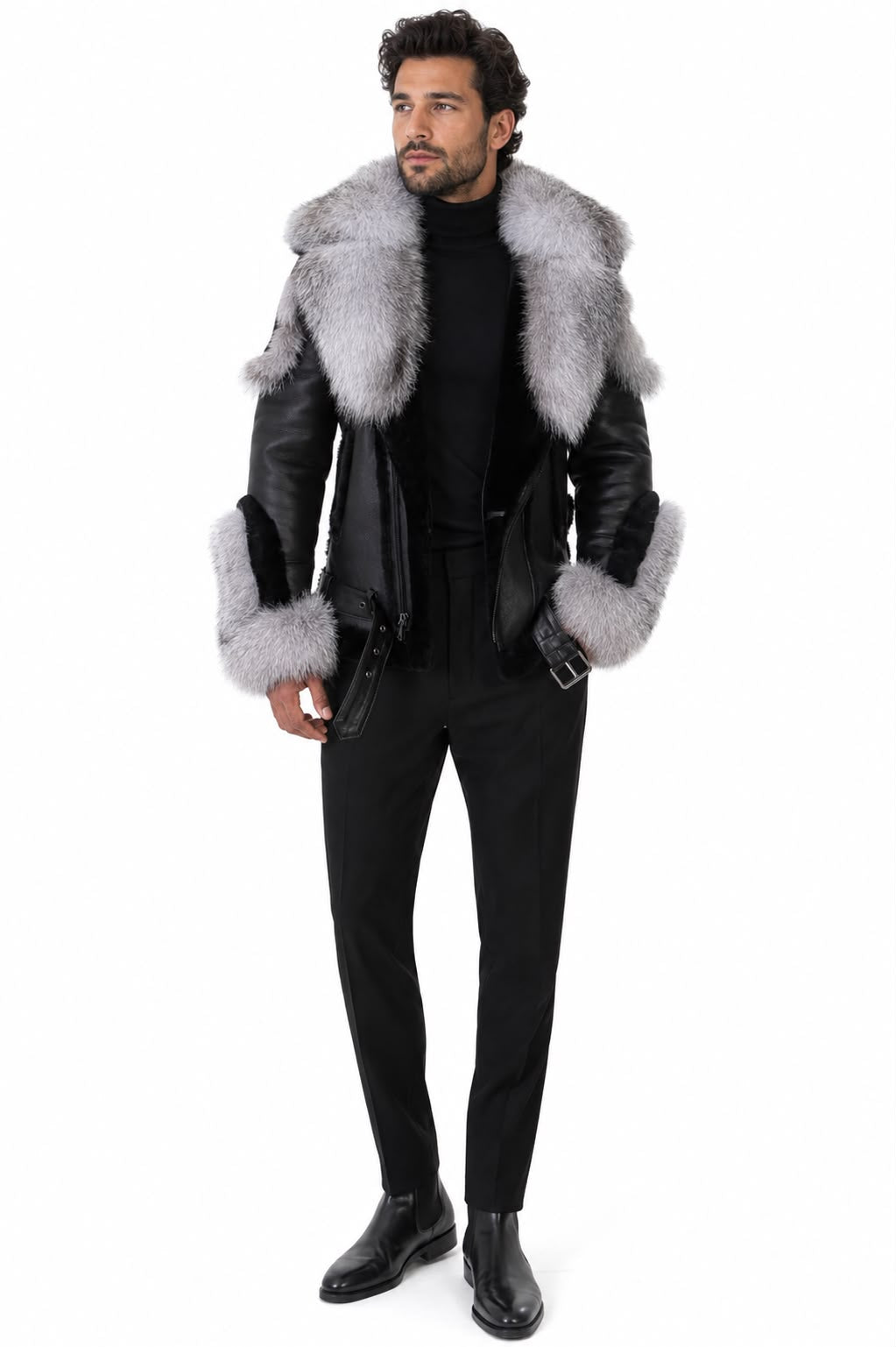 Clyde Shearling – Silver Fox Fur Coat-thumbmail-2