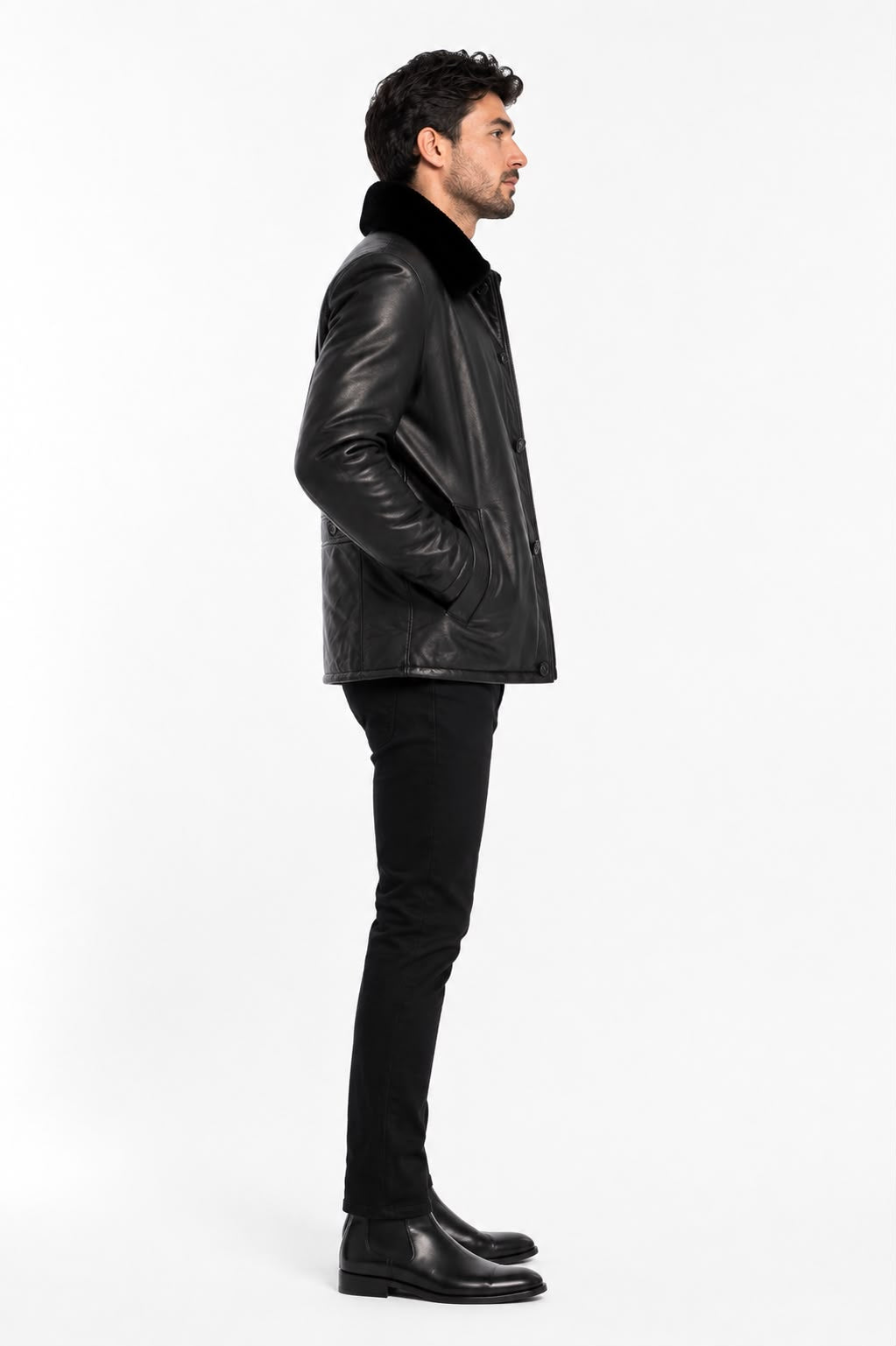 Carter Leather Coat with Removable Shearling Collar-thumbmail-3