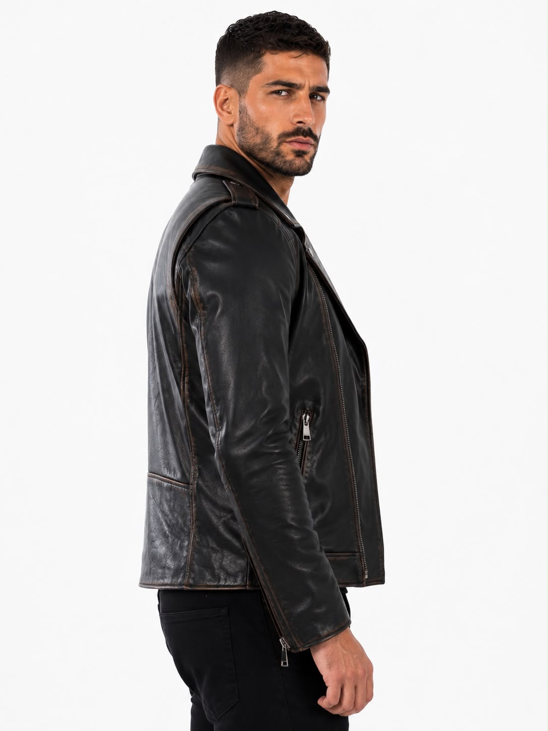 BIKER JACKET IN VINTAGE GRAINED LAMBSKIN